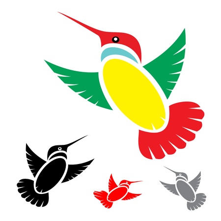 Isolated abstract humming bird in white backgroundのイラスト素材