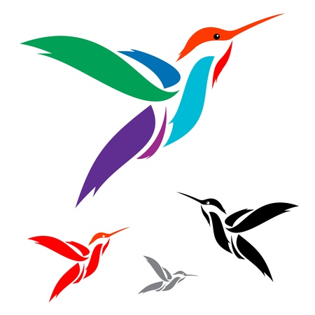 Isolated abstract humming bird in white backgroundのイラスト素材