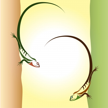 Lizard two climbers on the wall - vectorのイラスト素材