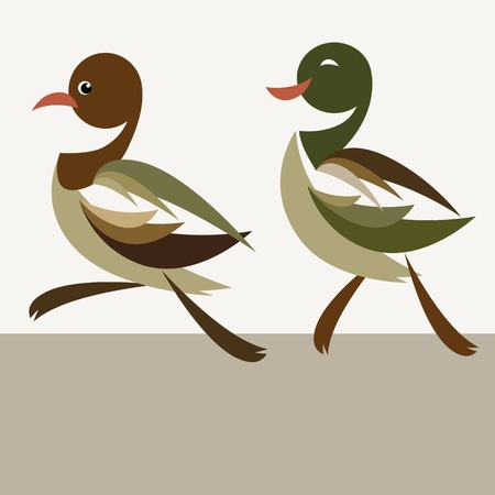 The two ducks are walking - vector .のイラスト素材