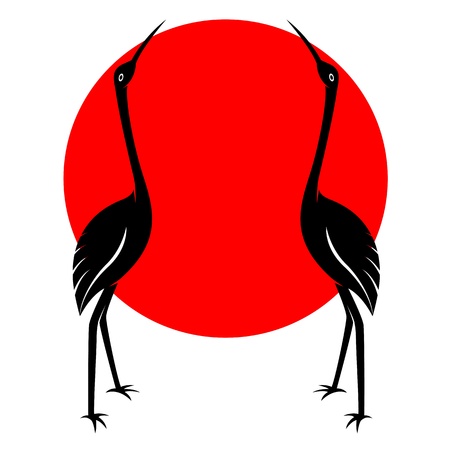 image of an flamingo and sun on white background のイラスト素材