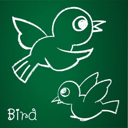  image of a bird on the blackboardのイラスト素材