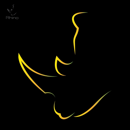 Vector image of a rhino on a black backgroundのイラスト素材