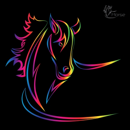 image of an horse on black background のイラスト素材