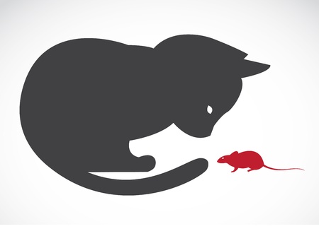 Vector image of an cats and rats on white backgroundのイラスト素材
