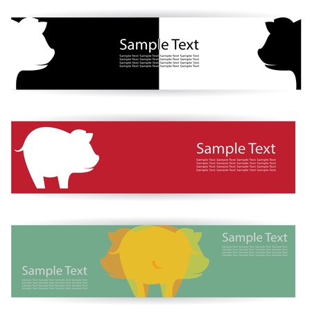 Illustration for Vector image of an pig banners . - Royalty Free Image