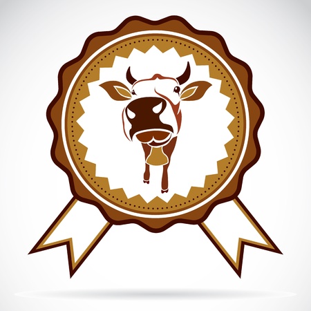 Vector an cow label on white backgroundのイラスト素材