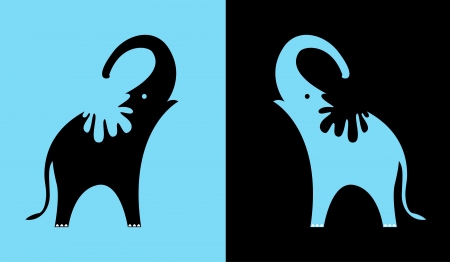 image of the elephant is spraying waterのイラスト素材