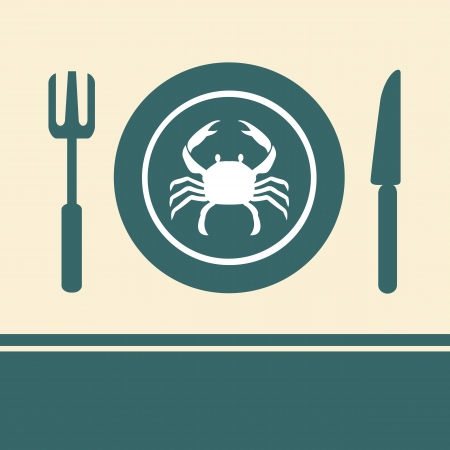 Crab in a dish on the tableのイラスト素材