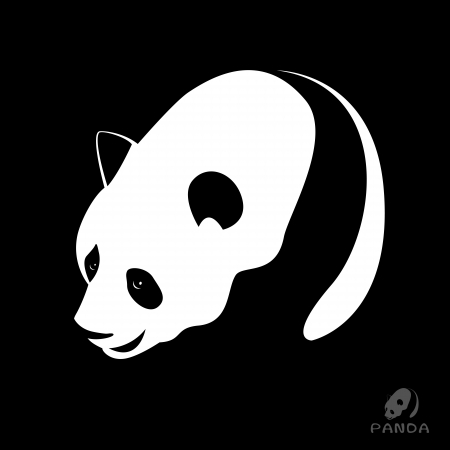 Vector image of a panda on black backgroundのイラスト素材