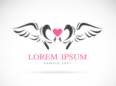 Vector image of a eagle and heart on white backgroundのイラスト素材