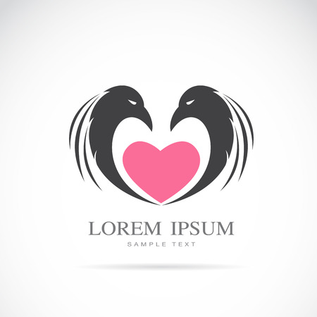 Vector image of eagle head and heart on white backgroundのイラスト素材