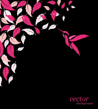 Abstract pink leaf and hummingbirds background with place for your text.のイラスト素材
