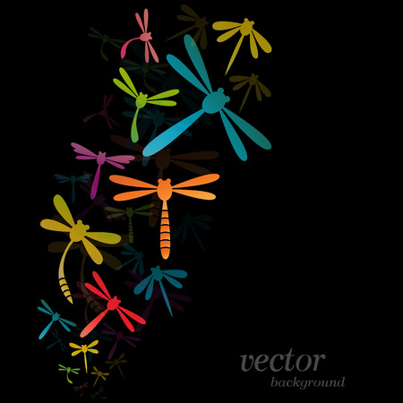 Dragonfly design on black background - Vector Illustrationのイラスト素材