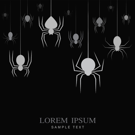 Vector image of an spider on black background with place for your text.のイラスト素材