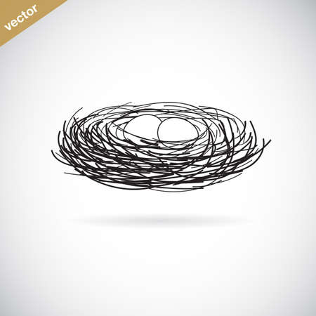 Vector image of an bird's nest on white backgroundのイラスト素材