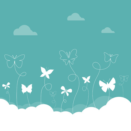 Group of butterflies flying in the sky.のイラスト素材