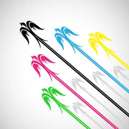 Vector Group of colorful swallow birds on a white background.のイラスト素材