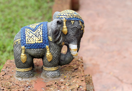 Elephant statues in the garden Taksin in Thailand.の写真素材