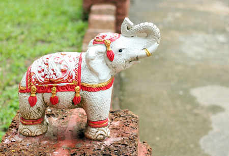 Elephant statues in the garden Taksin in Thailand.の写真素材
