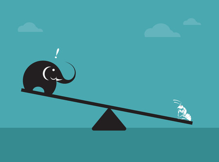  Vector image of an elephant and ant. Weighing concept のイラスト素材