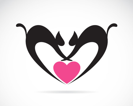 image of cat on a heart shapeのイラスト素材