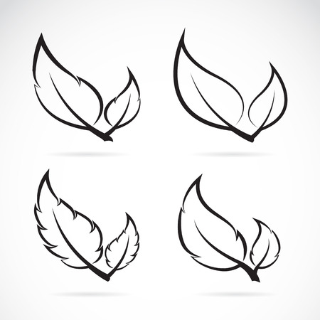 Vector leaves icon set on white backgroundのイラスト素材