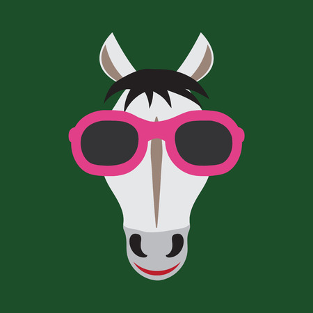 Vector image of a horse wearing glasses.