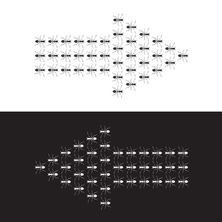 Vector images of ants to form an arrow.のイラスト素材