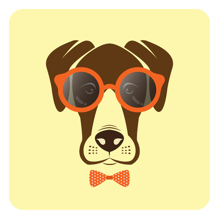 Vector image of dog wearing glasses. Fashionのイラスト素材