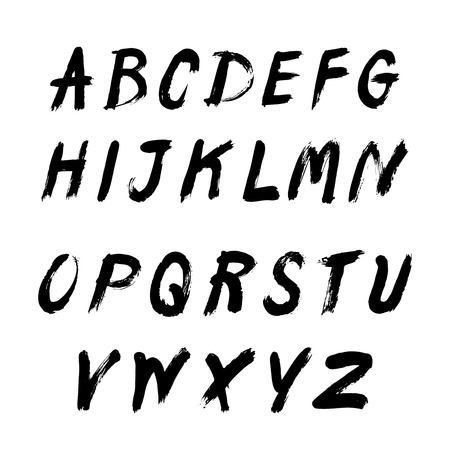 Alphabet written with a brush on a white backgroundのイラスト素材