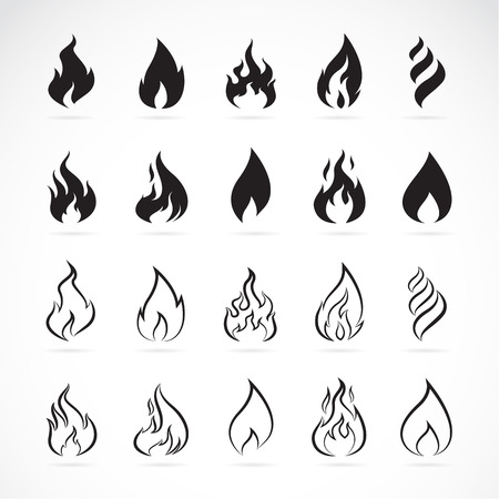 Vector set of flame symbols on white backgroundのイラスト素材