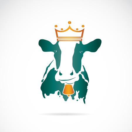 Vector image of cow wearing a crown on white backgroundのイラスト素材