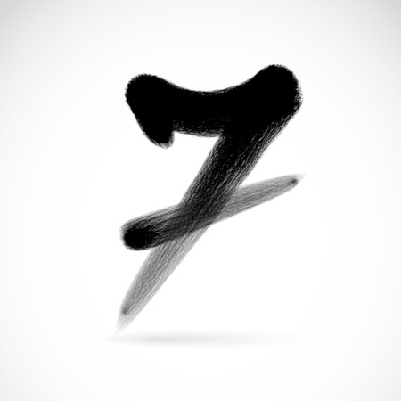 Numbers seven  written with a brush on a white backgroundのイラスト素材