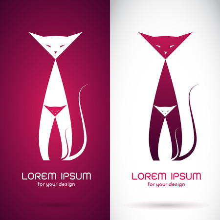 Vector image of an cat design on purple background and white background  Symbolのイラスト素材