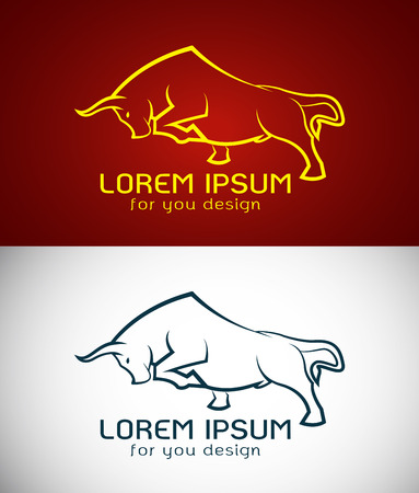Vector image of an bull design on white background and red background  Symbolのイラスト素材