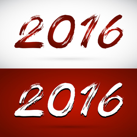 Calligraphy vector 2016 New Year sign on white background and red backgroundのイラスト素材