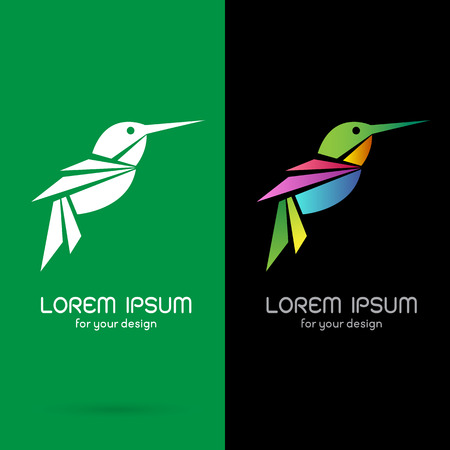 Vector image of an hummingbird design on white background and black background, Logo, Symbolのイラスト素材