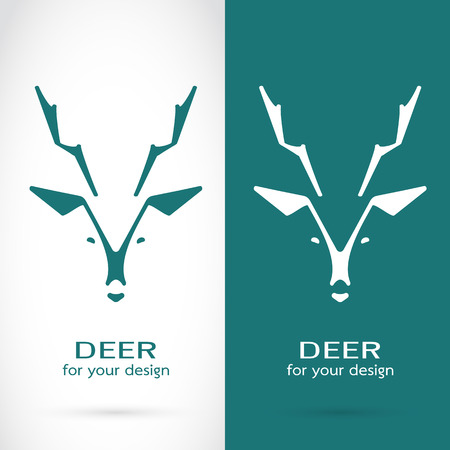 Vector image of a deer head design on white background and blue background, Logo, Symbolのイラスト素材
