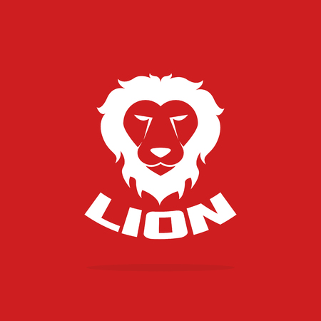 Vector images of lion head design on red background.のイラスト素材