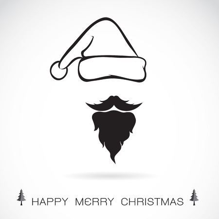 Vector image of an santa hats and beards on white background. Christmas iconのイラスト素材