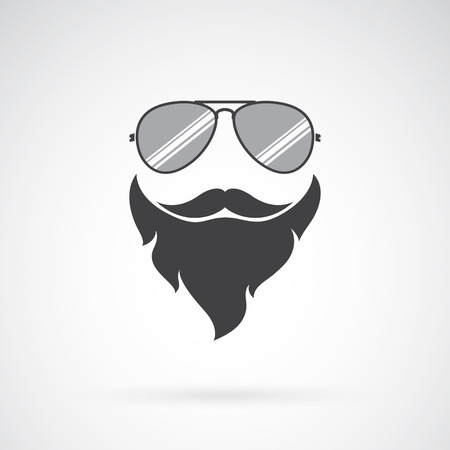 Vector image of an sunglasses and mustache and beard on white backgroundのイラスト素材