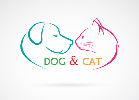 Vector image of an dog and cat on a white background