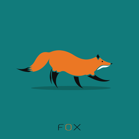Vector image of a fox design on blue backgroundのイラスト素材