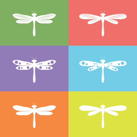 Vector group of dragonfly on colorful background, Animalsのイラスト素材