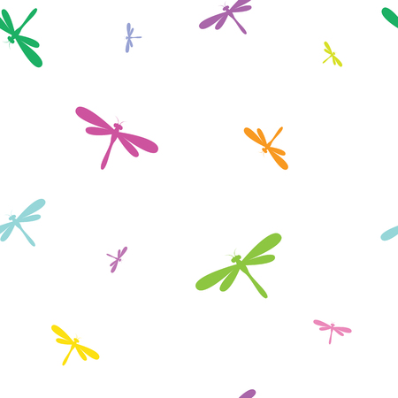 Dragonfly vector art background design for fabric and decor. Seamless patternのイラスト素材