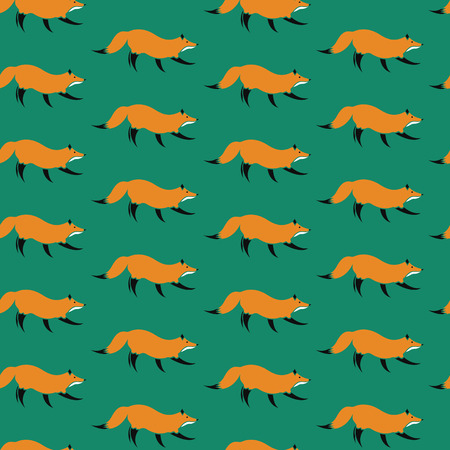 fox vector art background design for fabric and decor. Seamless patternのイラスト素材