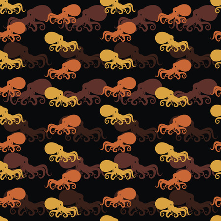 Octopus vector art background design for fabric and decor. Seamless patternのイラスト素材