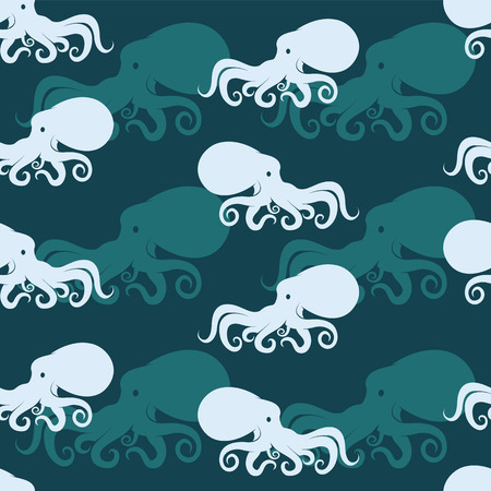 Octopus vector art background design for fabric and decor. Seamless patternのイラスト素材