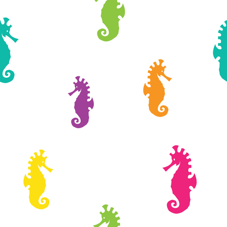 Sea horse vector art background design for fabric and decor. Seamless patternのイラスト素材